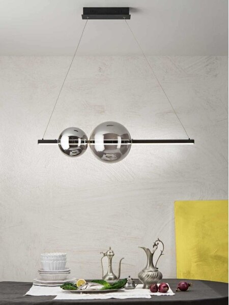 Ondaluce - Sospensione dimmerabile a cavo FUFI LED/40W/230V nero/fumé
