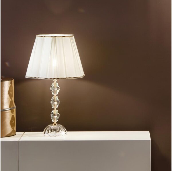 Ondaluce - Lampada da tavolo in cristallo BRIGIDA 1xE27/15W/230V crema/trasparente