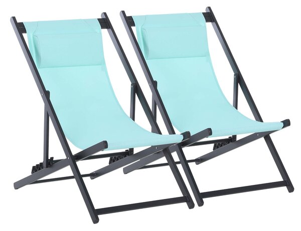 Set di 2 sedie da giardino reclinabili, grigio chiaro, resina intrecciata