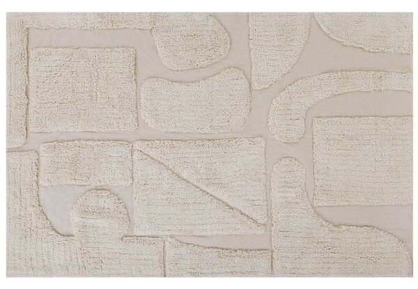 Tappeto Beige di Cotone fatto a mano morbido con motivo astratto 160 x 230 cm Beliani