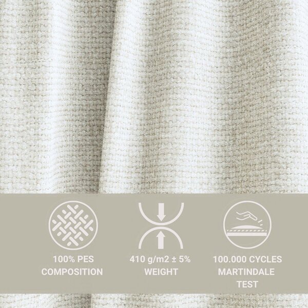 Divano angolare color crema allungabile/con contenitore (con penisola a destra/con chaise lounge) con rivestimento in ciniglia Velto – Maison de Rêve