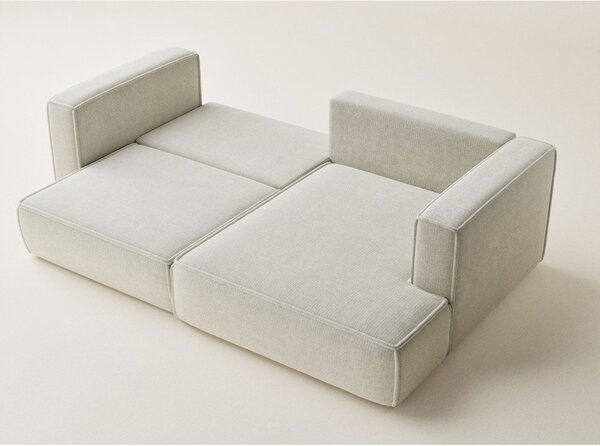 Divano angolare color crema allungabile/con contenitore (con penisola a destra/con chaise lounge) con rivestimento in ciniglia Velto – Maison de Rêve