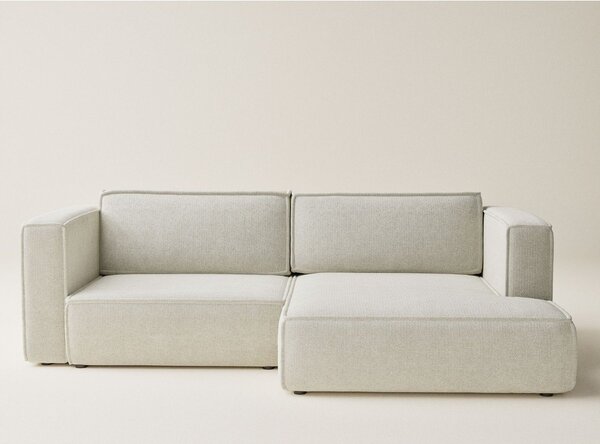 Divano angolare color crema allungabile/con contenitore (con penisola a destra/con chaise lounge) con rivestimento in ciniglia Velto – Maison de Rêve