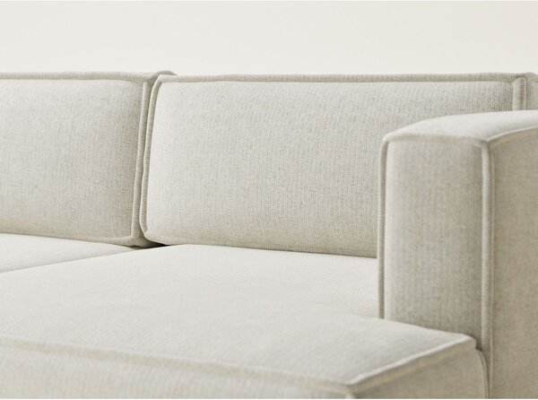 Divano angolare color crema allungabile/con contenitore (con penisola a destra/con chaise lounge) con rivestimento in ciniglia Velto – Maison de Rêve