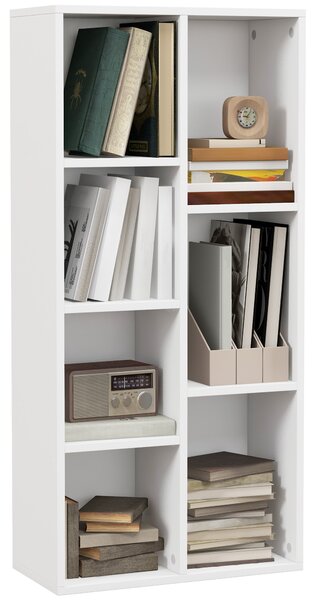 HOMCOM Libreria Moderna a Cubi con 7 Ripiani, in Legno Truciolato, 50x24x106 cm, Bianca|Aosom