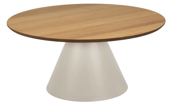 Tavolino rotondo con piano effetto rovere color crema e naturale ø 85 cm Soli - Actona