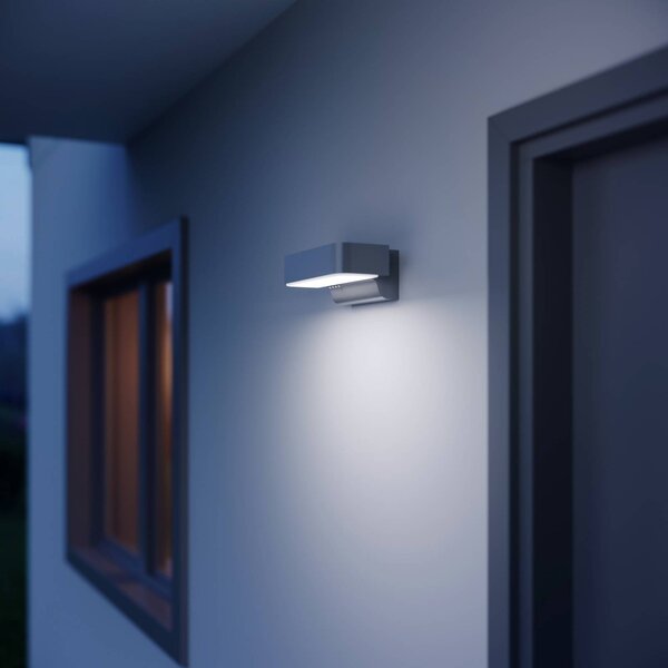 STEINEL Applique da esterno a LED L 800 SC, sensore, argento SC, Alluminio / Grigio / Zincato, Alluminio, Moderno