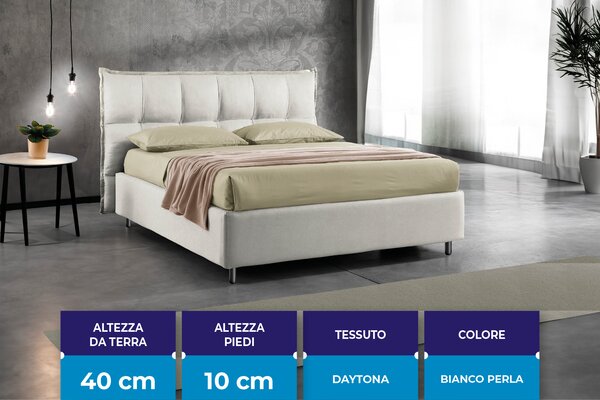Letto contenitore Ginevra Bianco Microfibra 80x190 - Singolo