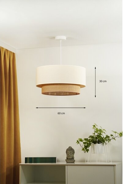 Duolla - Lampadario a sospensione con filo BOHO 1xE27/15W/230V diametro 60 cm beige/marrone