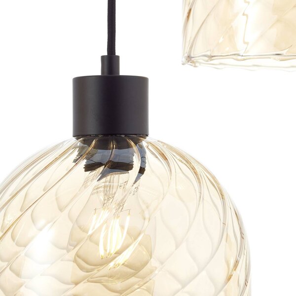 Brilliant Lampada a sospensione Casto, lunghezza 95 cm, ambra, a 6 luci, vetro