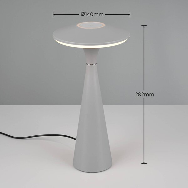 Reality Leuchten Lampada da tavolo LED Torrez, grigio, altezza 28,5 cm, CCT