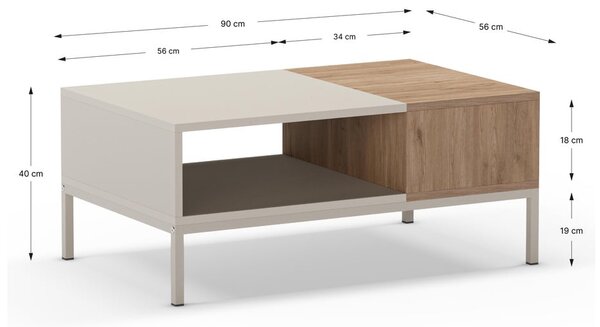 Tavolino color crema 56x90 cm Cailin - Marckeric