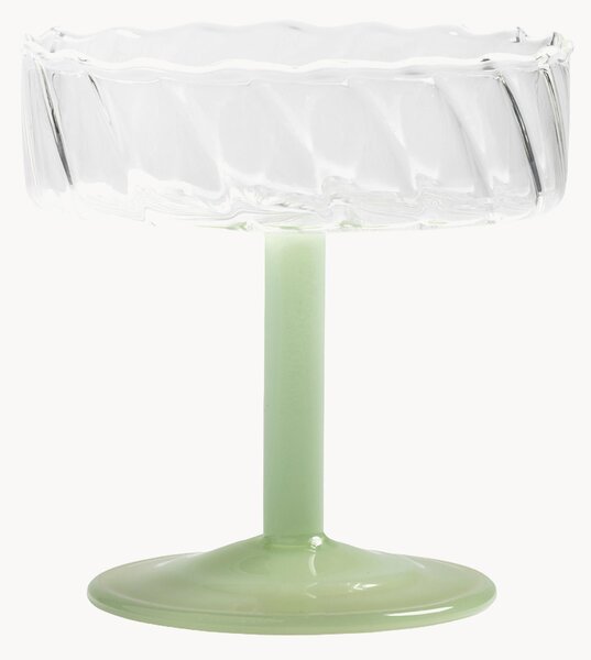 Set di 2 coppe da champagne in vetro borosilicato fatte a mano Twirl
