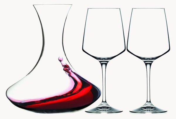 Set decanter e bicchieri da vino in cristallo Aria 3 pz