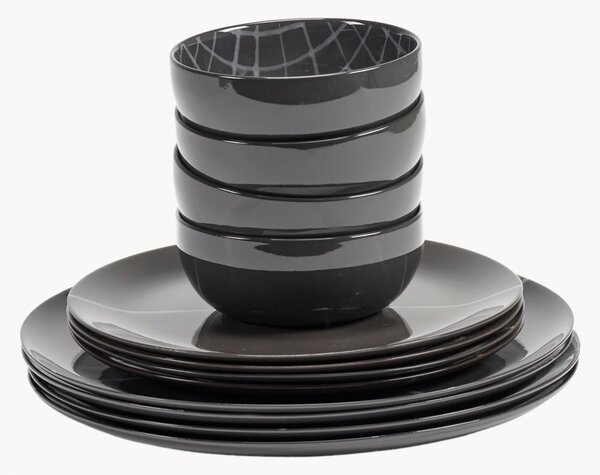 Servizio di stoviglie in porcellana con smalto reattivo Zuma, 4 persone (12 pz)