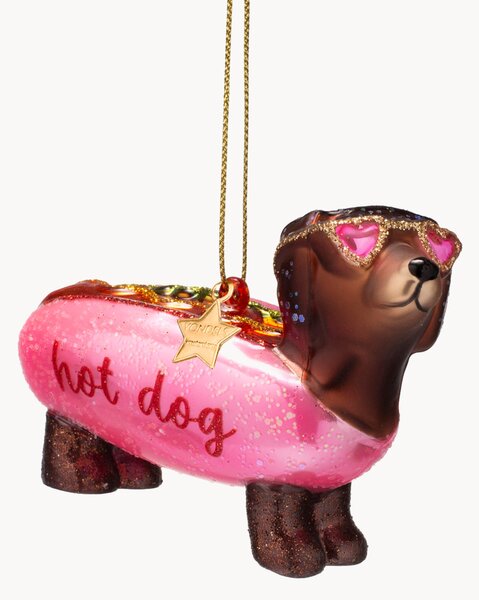 Addobbo natalizio in vetro soffiato Hotdog Dachshund