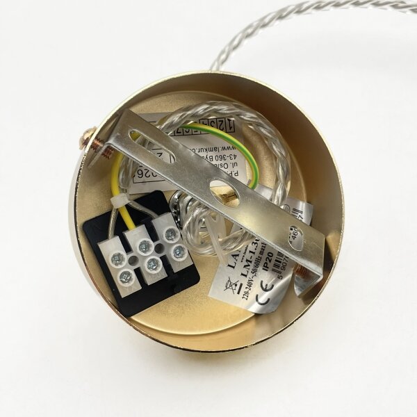 Lampada sospesa su cavo VIVE 1xE27/15W/230V, finitura oro