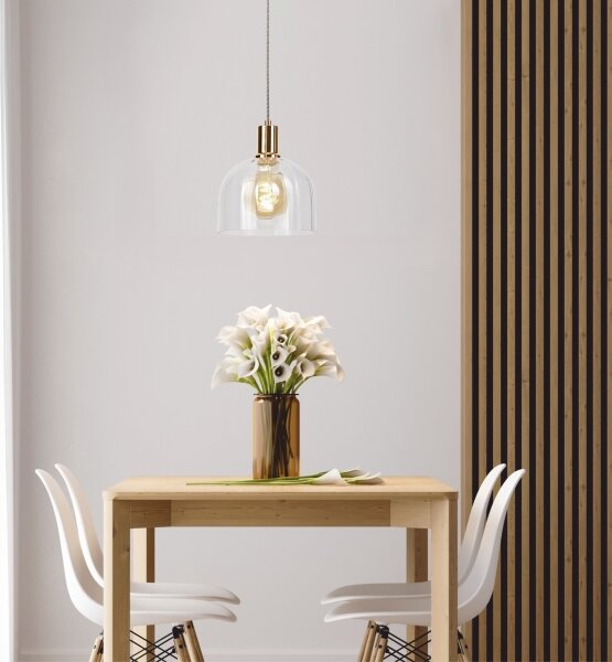 Lampada sospesa su cavo VIVE 1xE27/15W/230V, finitura oro