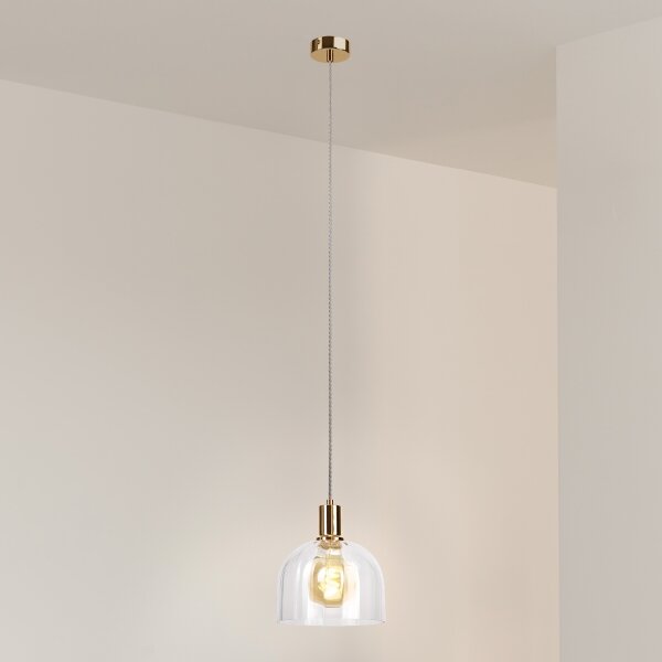 Lampada sospesa su cavo VIVE 1xE27/15W/230V, finitura oro