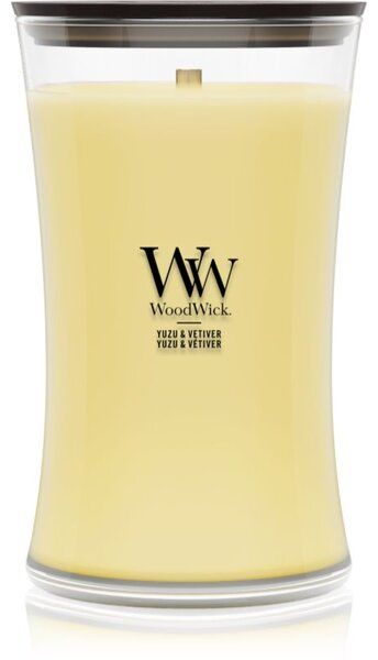 Woodwick Yuzu & Vetiver candela profumata con stoppino in legno 610 g