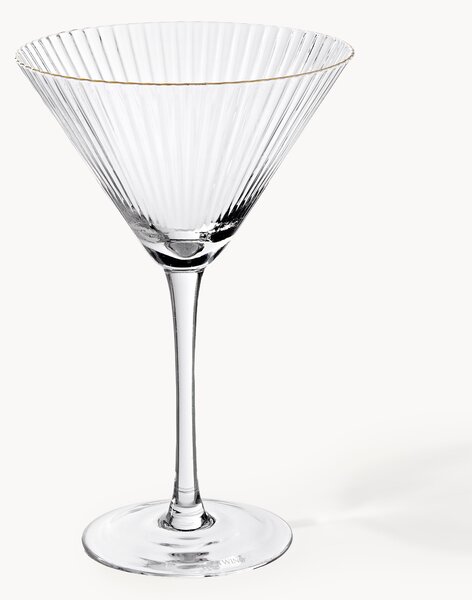 Set di 4 bicchieri da Martini in vetro soffiato con bordo dorato Aleo