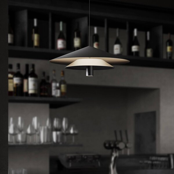 Karman Lampada a sospensione ASSO, Nero, Soggiorno / Sala da pranzo, Alluminio, Design, Lampada a sospensione