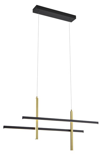 Lampada a sospensione di design H nera con oro con LED dimmerabile a 3 livelli - Joy