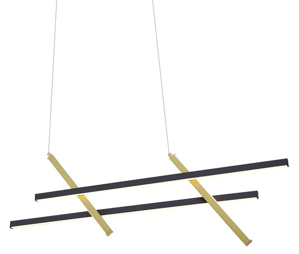 Lampada a sospensione di design H nera con oro con LED dimmerabile a 3 livelli - Joy