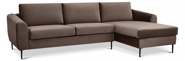 Divano con Chaise Longue Gregory in Tessuto Marrone