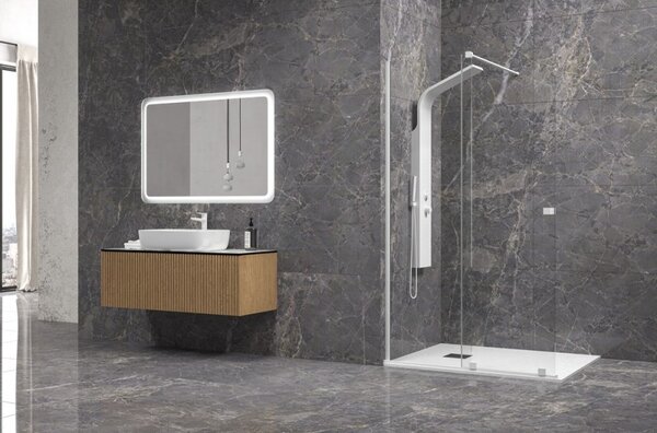Kamalu doccia walk in con anta scorrevole 130 cm profilo bianco | knm4000w-b
