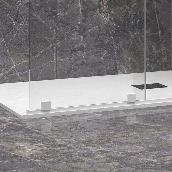 Kamalu doccia walk in con anta scorrevole 130 cm profilo bianco | knm4000w-b