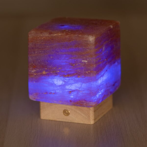 Lampada di Sale Himalayano a batteria Rosa naturale a forma di Cubo 2Kg