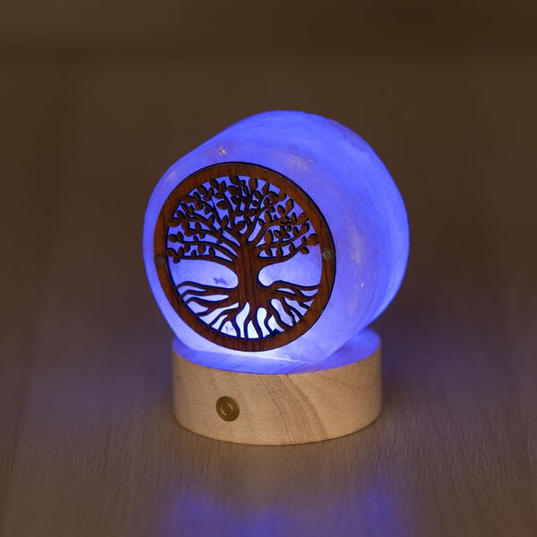 Lampada di Sale Himalayano a batteria Rosa naturale a forma di Albero della vita 600gr