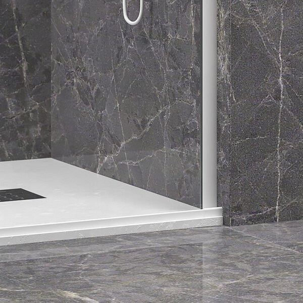 Kamalu doccia walk in con anta scorrevole 130 cm profilo bianco | knm4000w-b