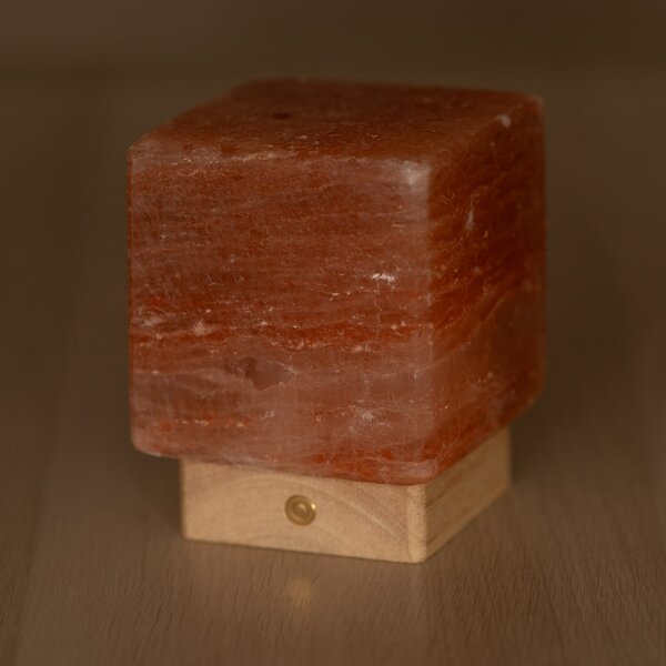 Lampada di Sale Himalayano a batteria Rosa naturale a forma di Cubo 2Kg
