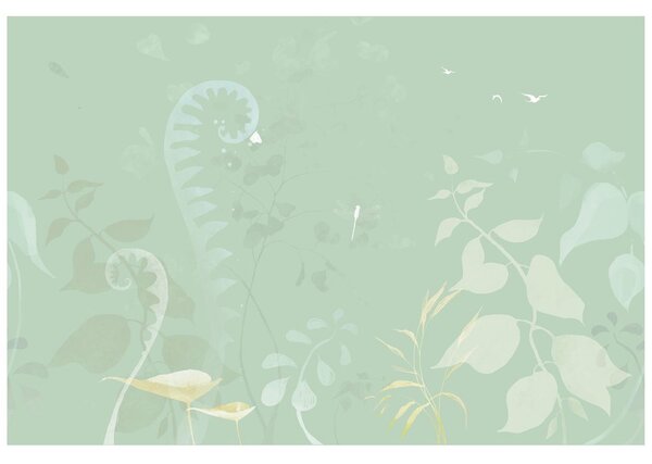 Carta da parati – Natura morta vegetale astratta in verde