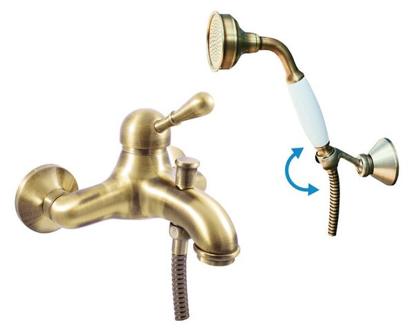 Copia del miscelatore da parete LABE in cromo, oro o ottone RAV SLEZAK A scelta: con soffione doccia orientabile