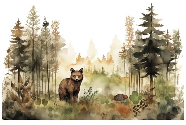 Carta da parati – Procione nella foresta incantata