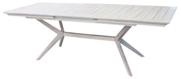 Tavolo Bali 150/200x90x75 h cm in Legno di Acacia Bianco