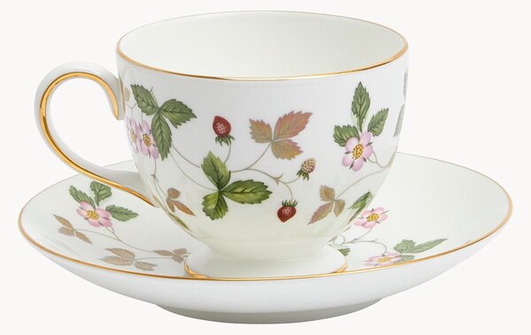 Tazza e piattino in Fine Bone China Wild Strawberry