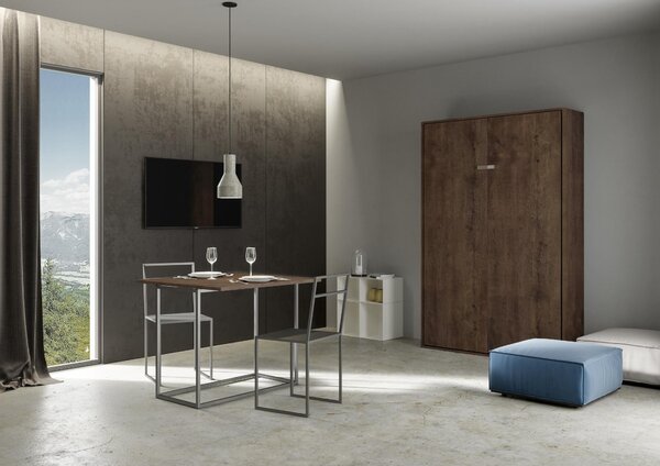 Letto 1 Piazza e Mezzo a Scomparsa Salvaspazio Kentaro H210 cm Marrone