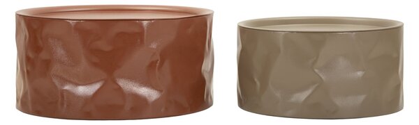 Tavolini da Caffè Norimberga Coppia Ø62x30 cm in Metallo Rosso e Bianco