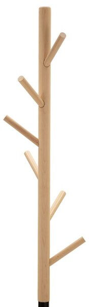 Appendiabiti da Terra Tree Ø36x172 cm in Metallo e Faggio e Marmo Nero e Marrone