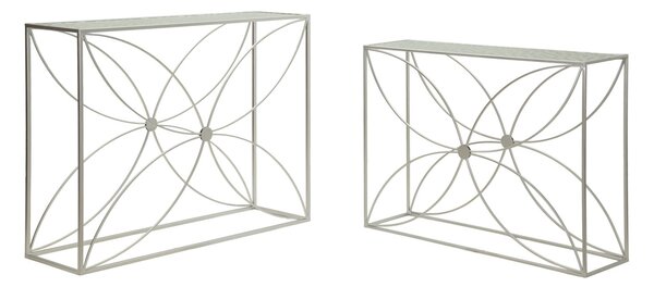 Console Paradise Coppia 100x30x78 cm in Metallo e Vetro Argento