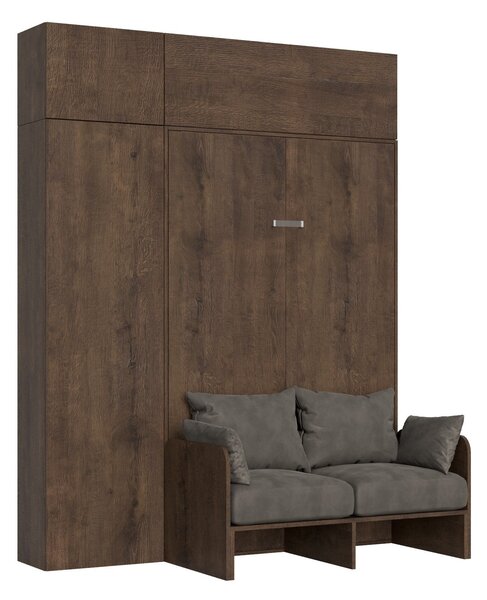 Letto 1 Piazza e Mezzo a Scomparsa Salvaspazio con Sofà Kentaro H250 cm Marrone