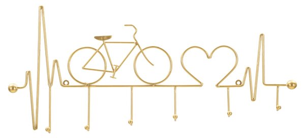 Appendiabiti da Muro Bicicletta Oro 59x3,2x26,5 cm in Metallo Oro