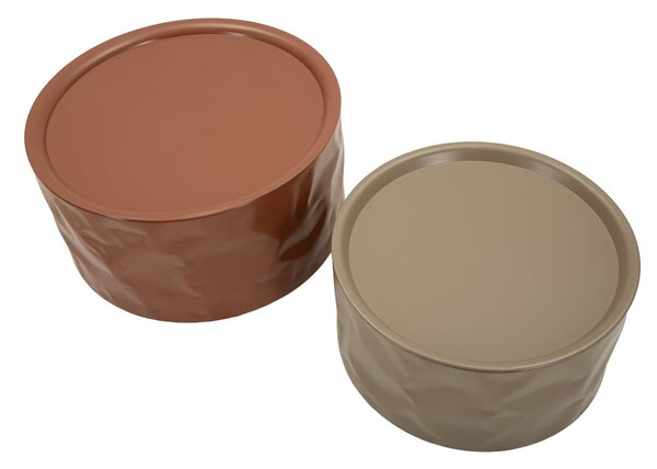 Tavolini da Caffè Norimberga Coppia Ø62x30 cm in Metallo Rosso e Bianco