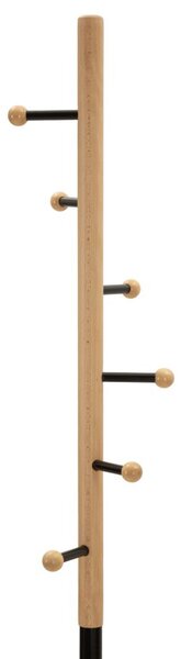 Appendiabiti da Terra Step Ø37x172 cm in Metallo e Faggio e Marmo Nero e Marrone
