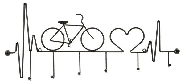 Appendiabiti da Muro Bicicletta Nero 59x3,2x26,5 cm in Metallo Nero