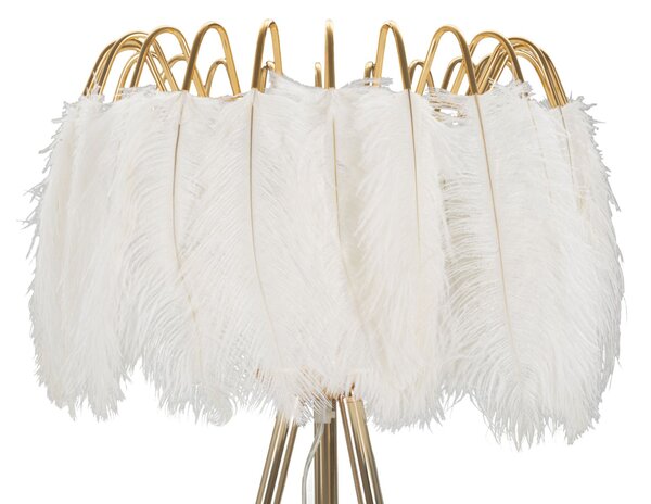 Lampada da Terra Feather Stand Ø46x147 cm in Ferro e Plastica Oro e Bianco